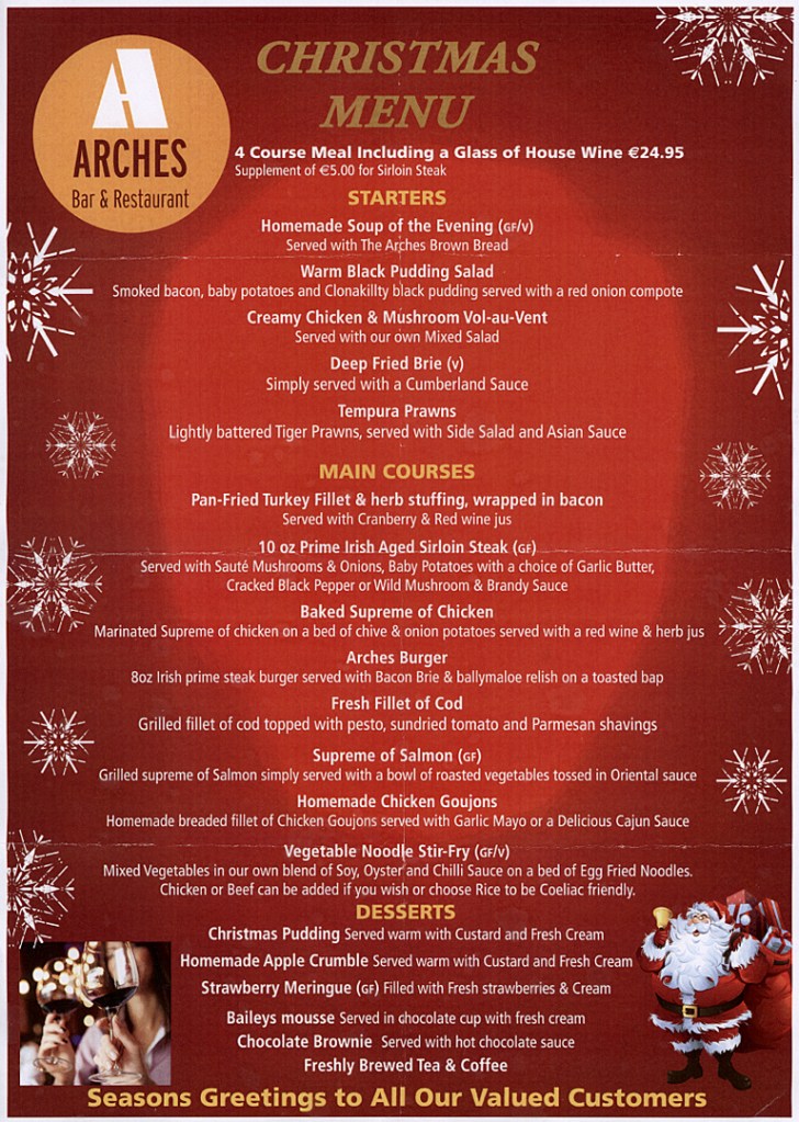 Arches Christmas Menu